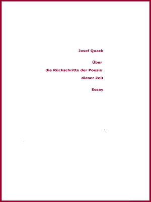 cover image of Über die Rückschritte der Poesie dieser Zeit